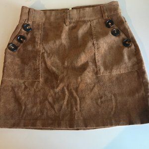 Shein Light Weight Brown Corduroy Skirt Size XS